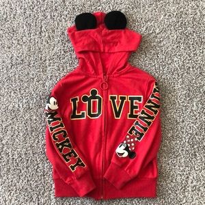 Minnie and Mickey red hoodie with zipper